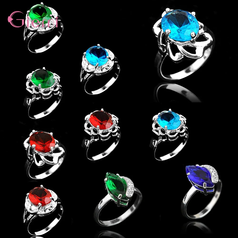 Fashion Vintage Wemen Jewelry Wedding Engagement Bridal Finger Rings for Women Girl 925 Sterling Silver Cubic Zircon Rings
