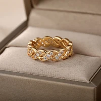 golden zircon water wave rings for women punk color rhinestone hip hop jewelry iced out cuban street ring bague femme 2021