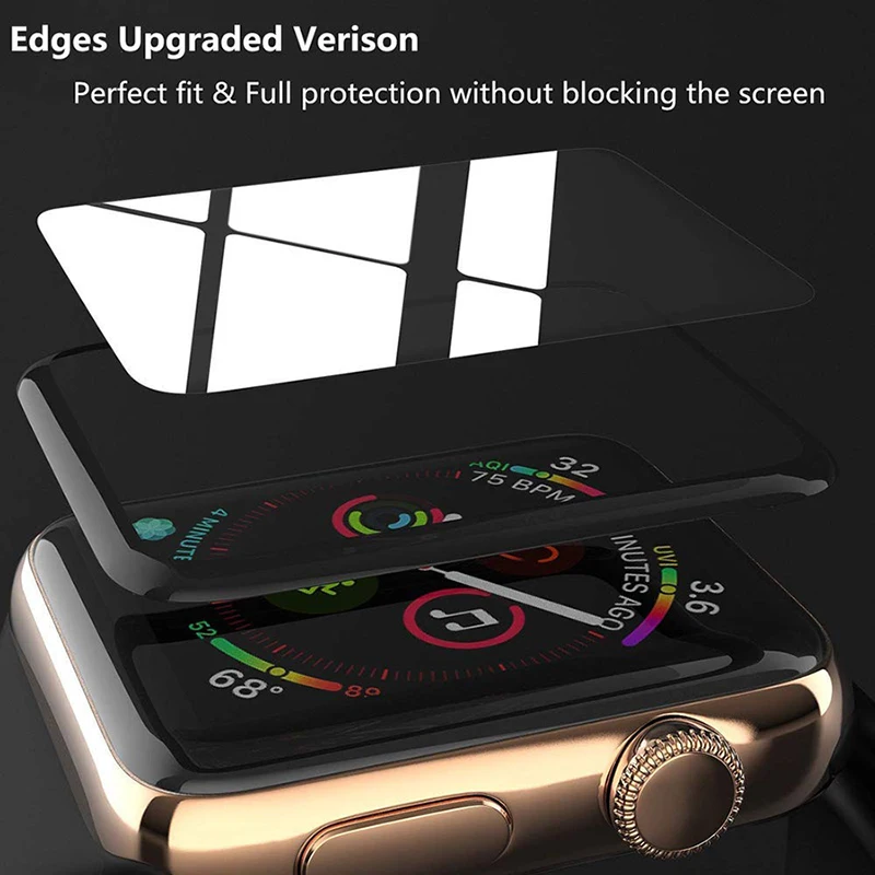 

3D Tempered Glass Screen Protector For Apple Watch 5 4 3 2 1 Full Cover Curved edge Protector Glass For iWatch 44mm 40mm 38mm 42