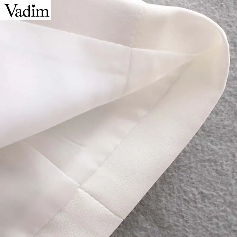 Женское элегантное платье vadim, офисная одежда, мини-платье, карманы, без рукавов, галстук-бабочка, пояса, женские повседневные белые платья, vestidos QC616