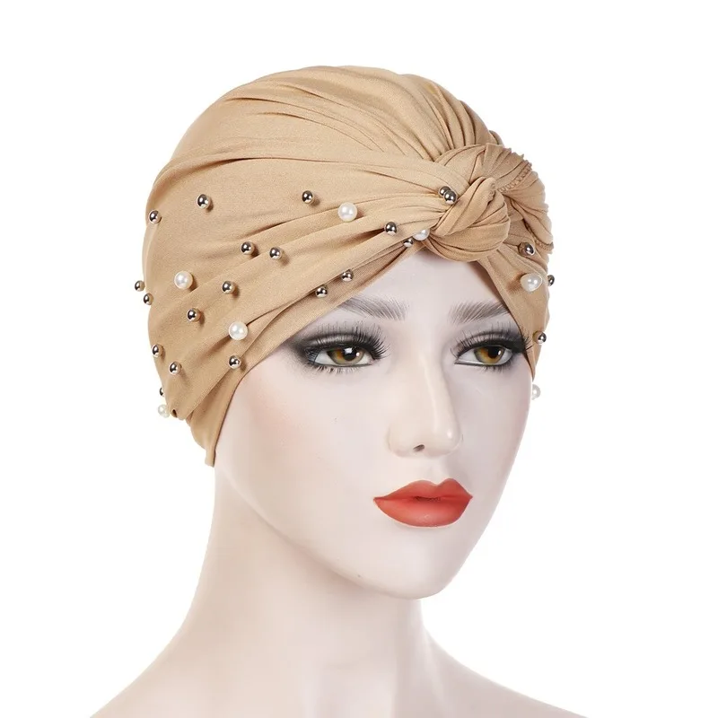 

Hijabs Women New Ever-Changing Headscarf Hat Baotou Muslim Headcap beaded Spot Latest Turban Headbands Wraps Scarf Contton Lady
