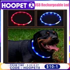 HOOPET Перезаряжаемый USB светодиодный ошейник для собак, ошейник против потеринесчастных случаев, ошейник для щенков, собак, кошек, светящиеся ошейники, товары для домашних животных