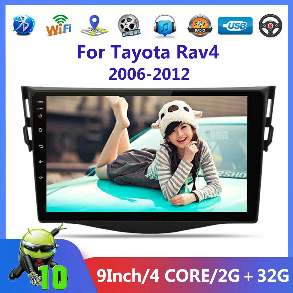 

Автомагнитола для Tayota Rav4, мультимедийный проигрыватель 2 din на Android 10, экран 9 дюймов, GPS, Wi-Fi, Bluetooth, для Tayota Rav4 2006 2007-2008