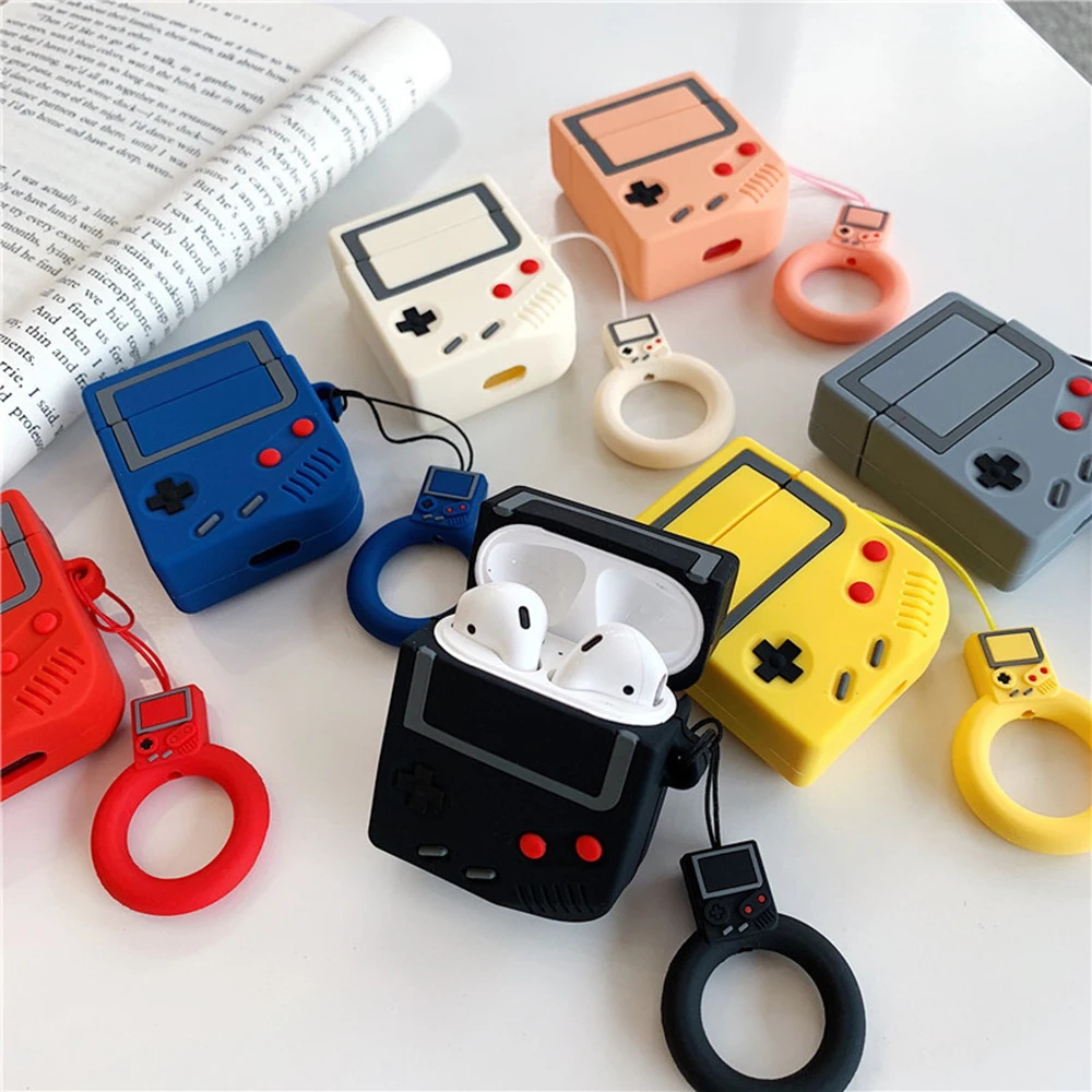 

DHL for 50pcs Luxury Cute 3d Gameboy Protector Silicone Bluetooth Wireless Earphone Case For Apple Airpods 1 2 Headset Bag