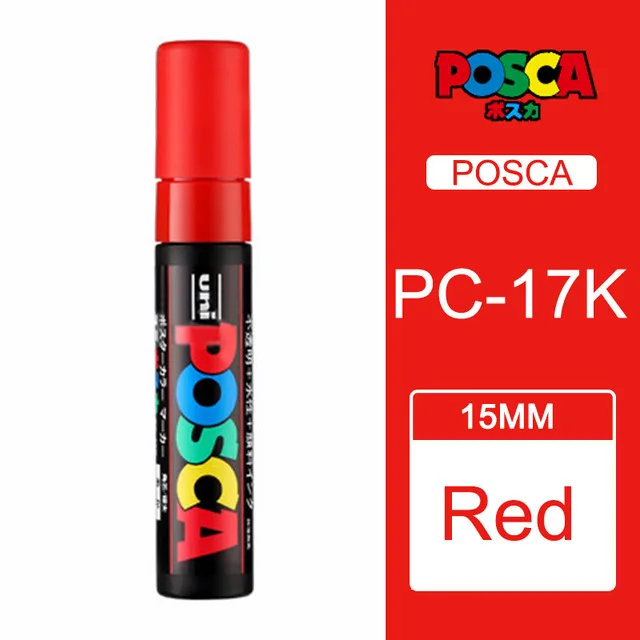 2 шт./партия Uni Posca PC-17K Краска Маркер-Экстра Широкий Tip-15mm rotulador - Цвет: Красный