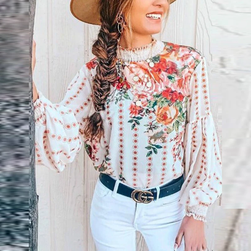 

Womens Clothing T Shirts Vintage Streetwear Floral Print Aesthetic Clothes Shirt Fashion Tops Long Sleeve Plus Size Top Office