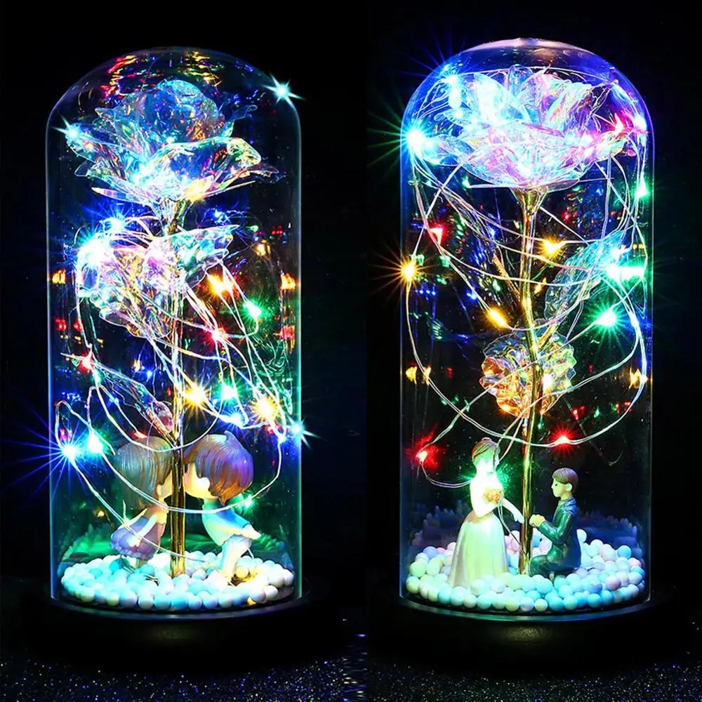 Роза в Стекло купол светодиодный подарок девушке навсегда розы для Рождество