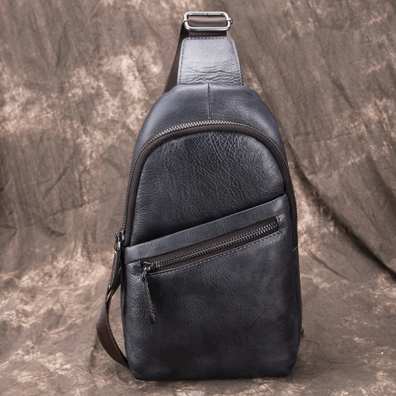 MAHEU высокое качество мягкая кожаная мужская нагрудная сумка 100% Воловья кожа