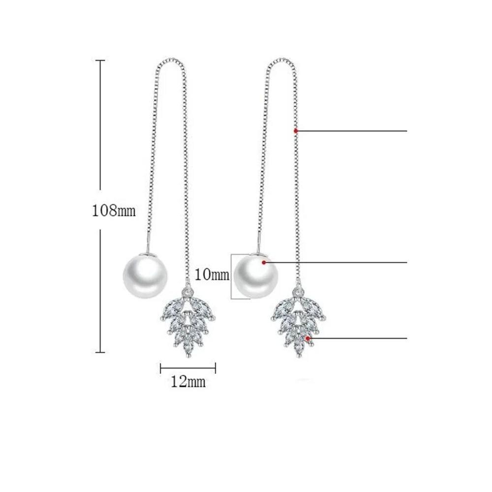 

925 Sterling Silver New Woman Jewelry Cubic Zirconia Pearls Long Paragraph Tassel Earrings Flower