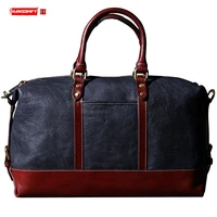 genuine leather men short distance travel bag mens handbag portable luggage bag first layer cowhide shoulder bag original male