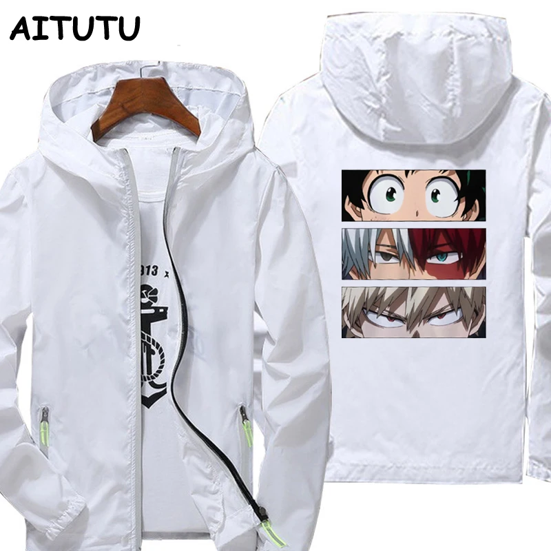 

Men's zipper jacket my Hero Academia anime thin windbreaker clothing men casual Reflective Sun protection bomber jacket 7xl