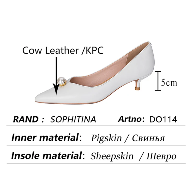 

SOPHITINA Pumps Women Elegant Pearl Premium Leather Handmade Shoes TPR Thin Heels Spring Autumn Concise Office Lady Shoes DO114