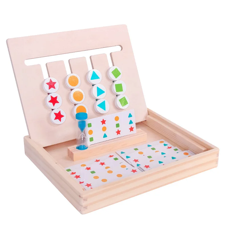 

Children's Whole Brain Development Logical Thinking Training Concentration Teaching Aids Wooden Four-color Game Early Education