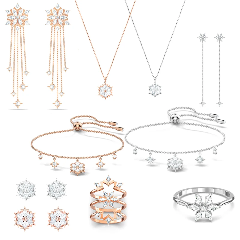 

swa Fashion Lady's Jewelry Magic Snowflake Series Jewelry Set Lady Earring Necklace and Bracelet Fashion Jewelry