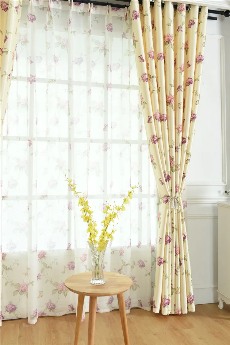 

Single-sided Velvet White Silk Semi-shading Cloth Butterfly Printing Garden Series Living Room Curtain Screen