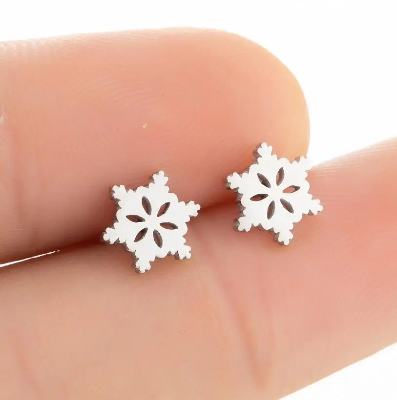 

Новинка 2020 г., серьги-гвоздики aFashion из нержавеющей стали в форме снежинки для женщин и мужчин, ювелирные изделия, рождественские украшения, а...