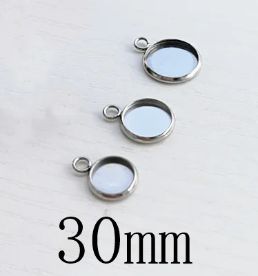 30mm Basehome 20 штук Нержавеющая сталь Настройки Подвесные кабошоны базовые рамка Лотки пустой подходит 6/8/10/12/14/16/18/20 мм кабошоны Камея "сделай сам" - Цвет: 30mm