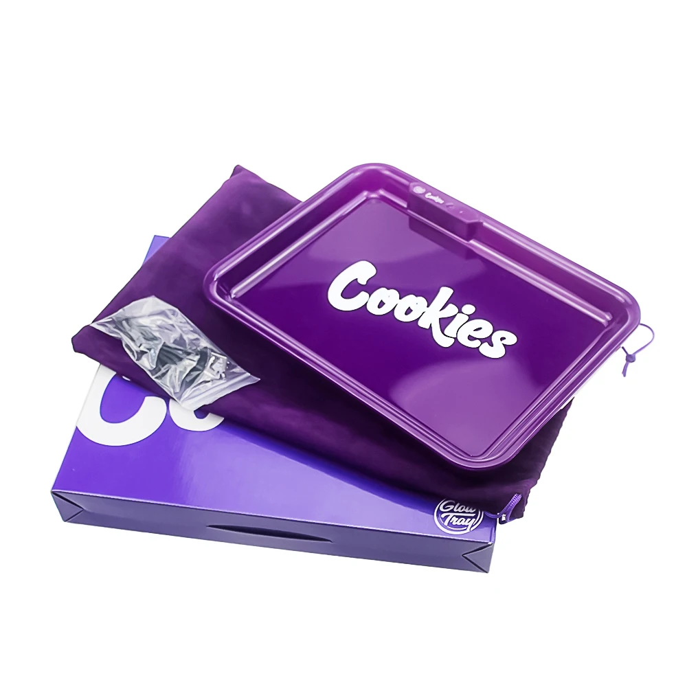 

6pcs 20.8*27.8 CM New Style Weed Metal + Plastic Rolling Tray Herb Tobacco Plate electronic Smoke Cigarette Paper Tray LED Light