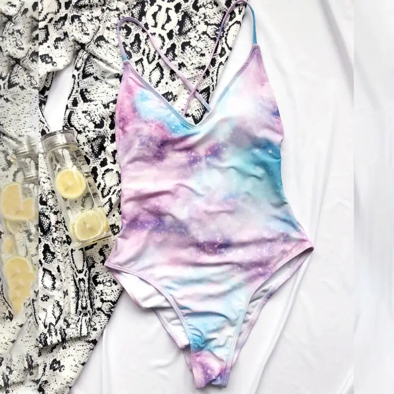 

Women's Swimming Suits High Cut One Piece Swimwear Bodysuits Cows-Printing Beach Bathers Wear One Piece Swimsuit Women