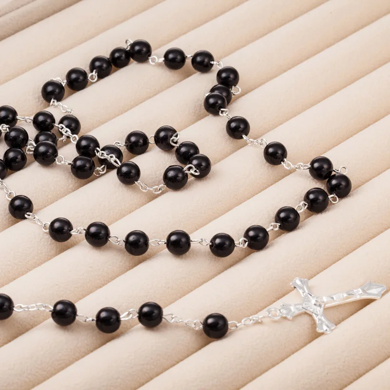 Крест очарование Бог христианский Розарий Ожерелье Имитация Жемчуга крест