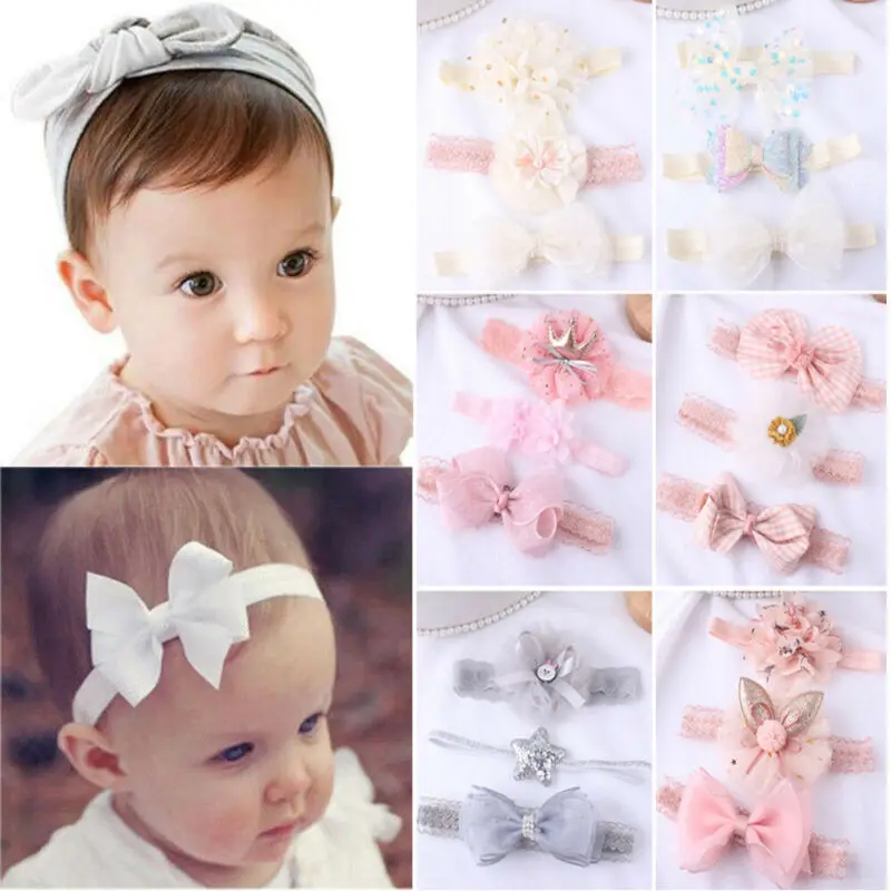 

Beauty 3Pcs Baby Girls Infant Toddler Flower Bow Headband Hair Band Accessories
