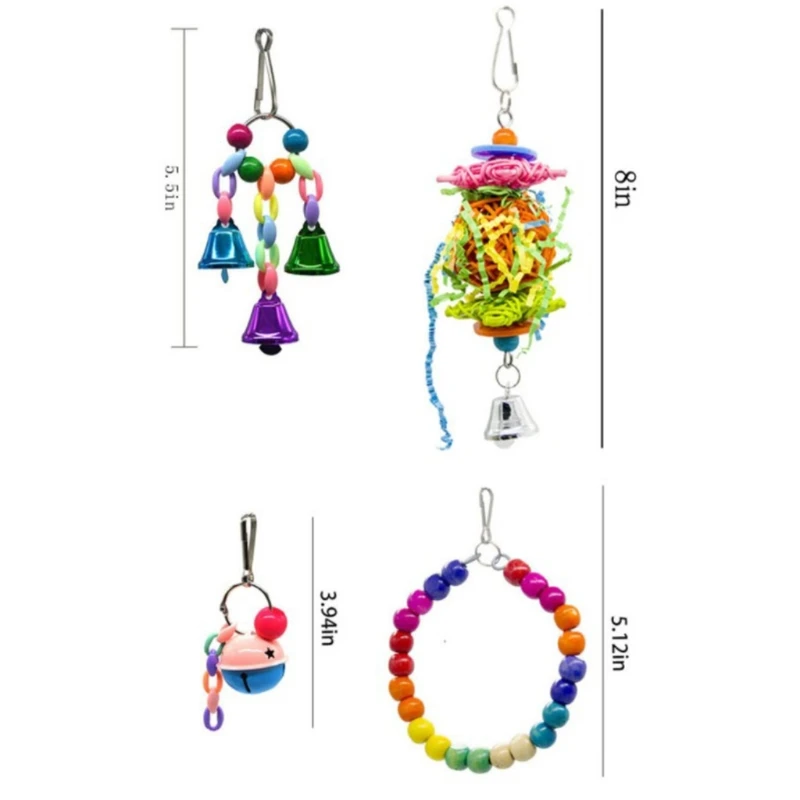 

10 Pcs Colorful Wood Parrot Swing Climbing Bird Toy Hammock Stand Chewing Train