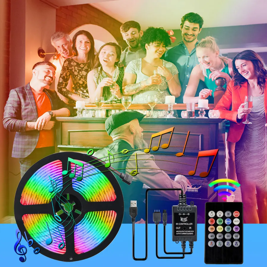 Гибкая светодиодная лента с пультом ДУ USB RGB 5050 RF 5 в постоянного тока|Светодиодные