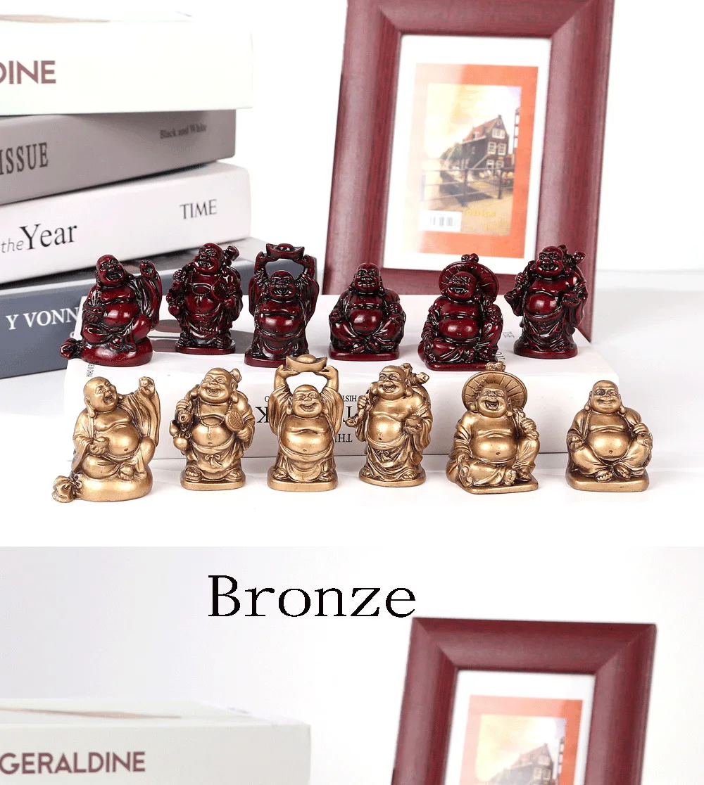 Смола Maitreya home Feng Shui украшения Смеющийся Будда большой живот Будда Ремесла украшения набор шесть Будда группа