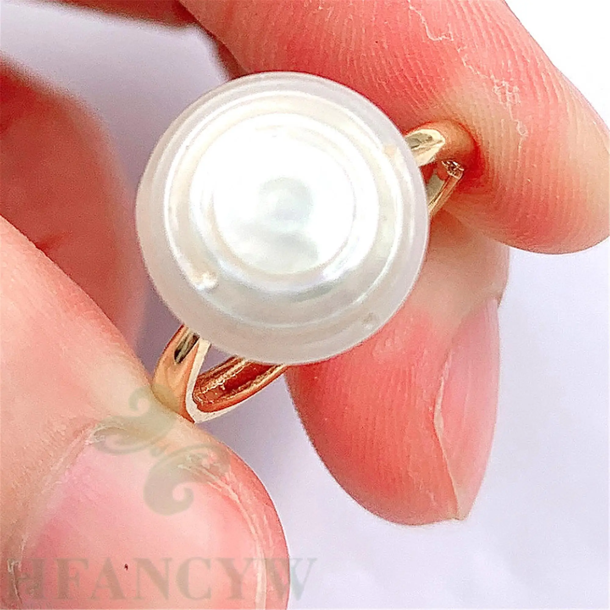 Белое перламутровое Открытое кольцо в стиле барокко регулируемое безупречное