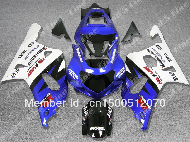 

white blue black for SUZUKI GSXR600 GSXR750 01 02 03 GSX-R600 GSX-R750 01-03 GSXR 600 750 2001 2002 2003 2001-2003 fairing kit