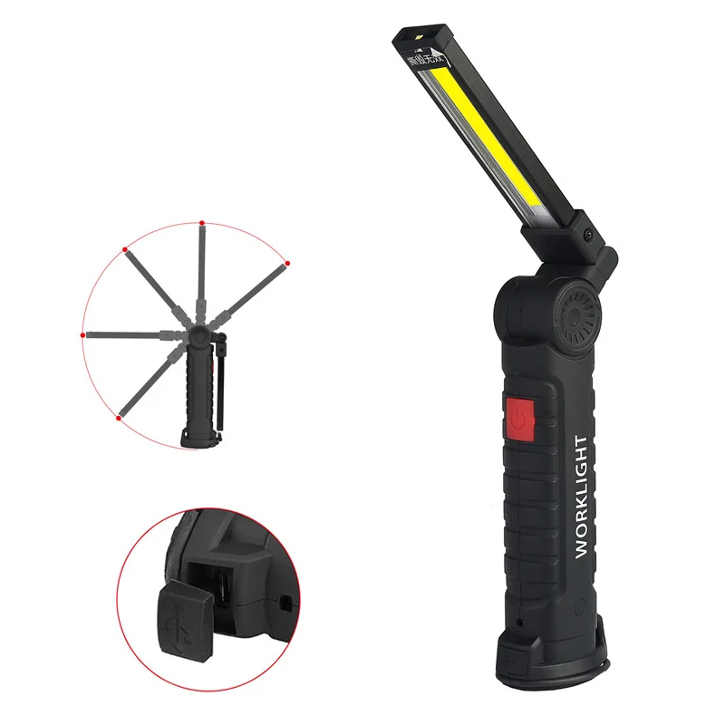 Magnet Working LED Flashlight COB Lamp Built in USB Rechargeable Battery 3 Modes Emergency Repair Outdoor Camping Fishing Torch | Лампы и
