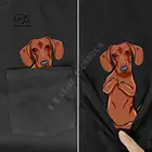 Футболка dachshundпромежуточная с карманом для влюбленных собак, черная Хлопковая мужская футболка, сделанная в США, мультяшная Мужская футболка унисекс, новая модная футболка