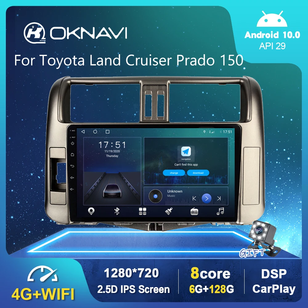 Автомобильный радиоприемник 6G 128G Android 10 0 для Toyota Land Cruiser Prado 150 2009-2013 GPS стерео DSP