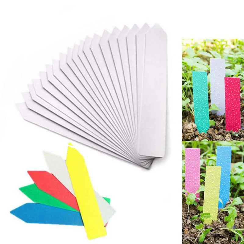 

50pcs 100pcs PVC Plants Labels Hang Tag Reusable Tree Fruits Flower Pot Waterproof Markers Sign Garden Tools 5 Colors