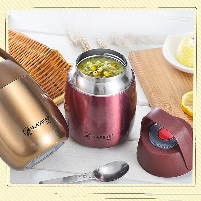 Вакуумная Изолированная банка из нержавеющей стали для еды со складной ложкой