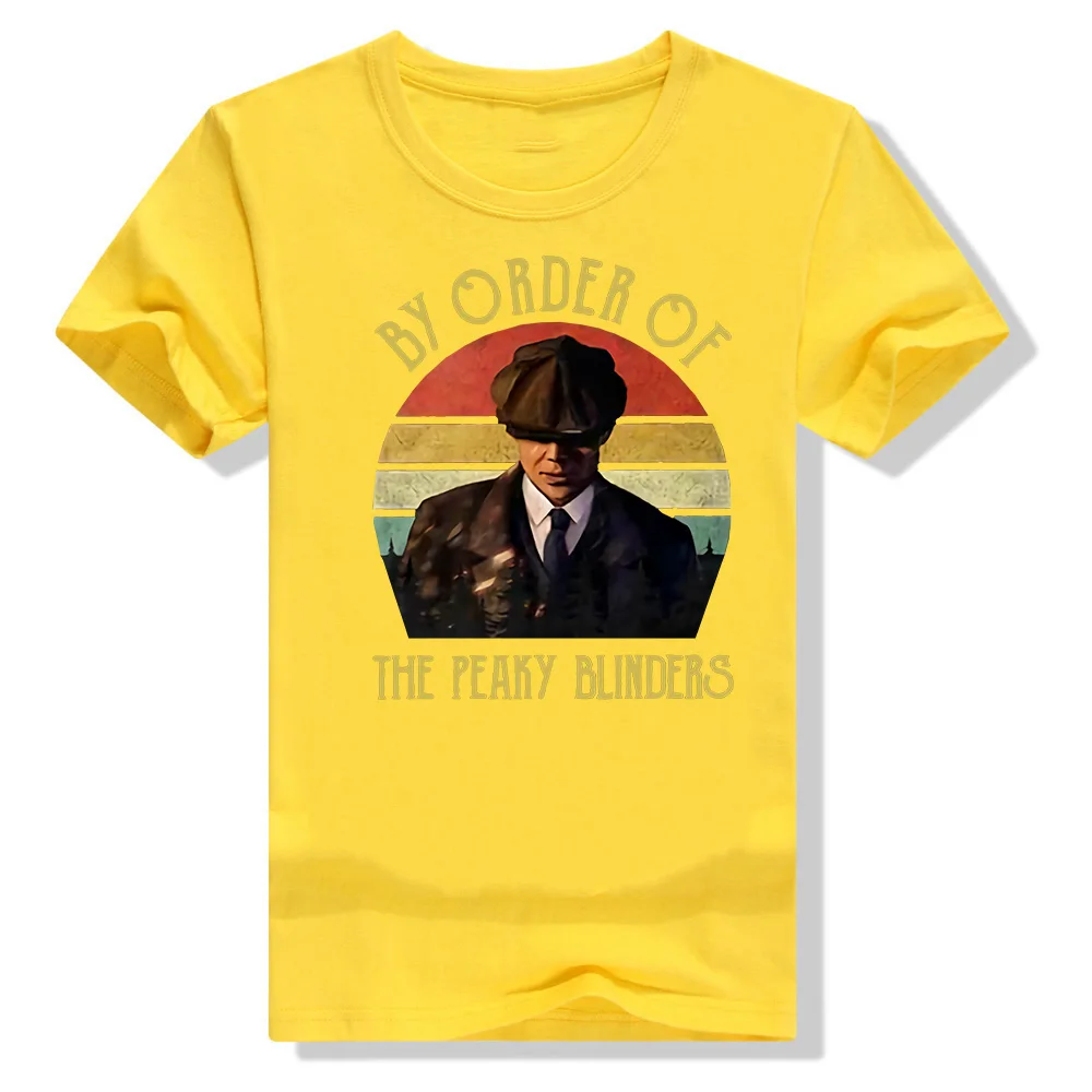 Arthur Shelby по заказу Peaky Blinders черная Хлопковая мужская S-6Xl Футболка с принтом на заказ - Цвет: Цвет: желтый