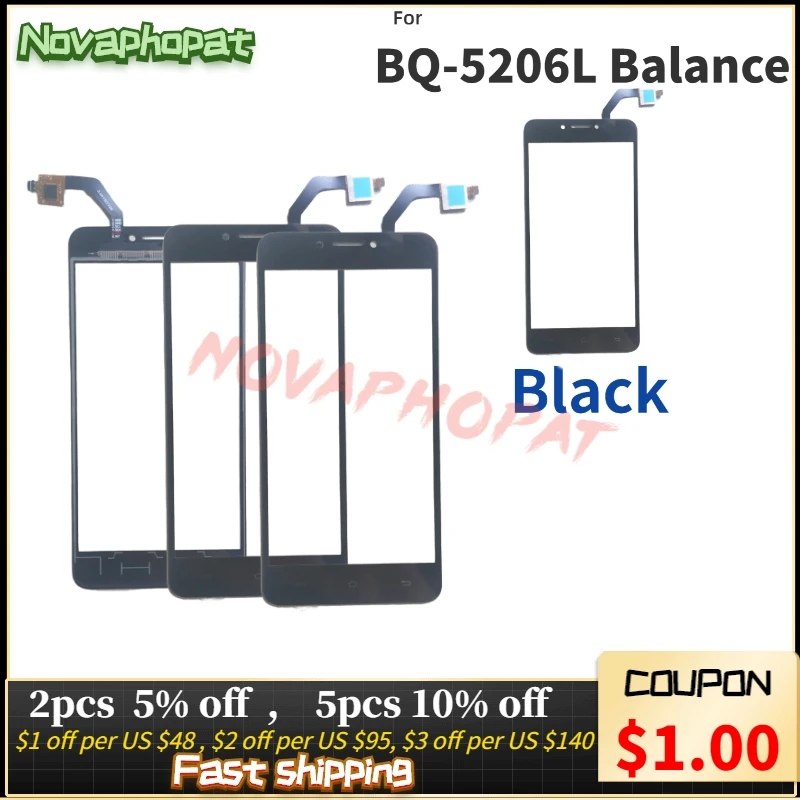 Novaphopat черный экран для BQ Mobile 5206L баланс сенсорный стеклянная Сенсорная панель