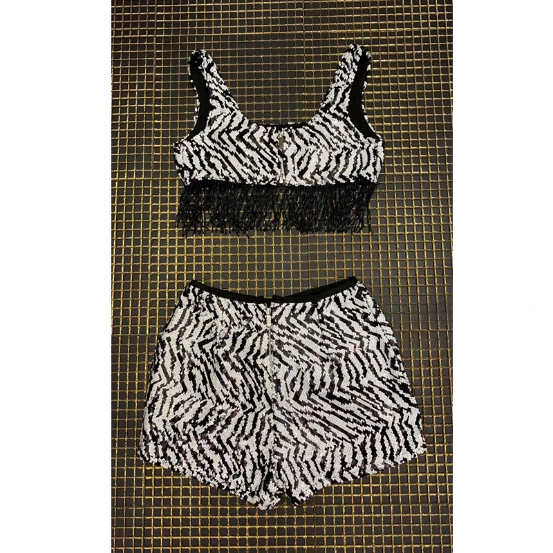 2019 модные пикантные Клубные наряды Черный и белый блесток сексуальное боди из 2