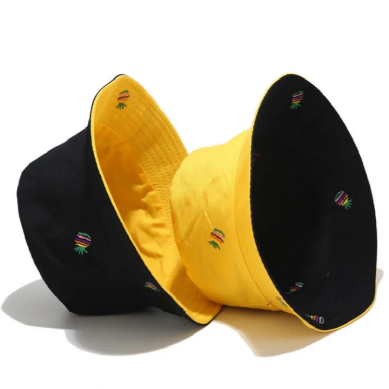 Панама с ананасом модная двухсторонняя Хлопковая женская шапка шляпа вышивкой