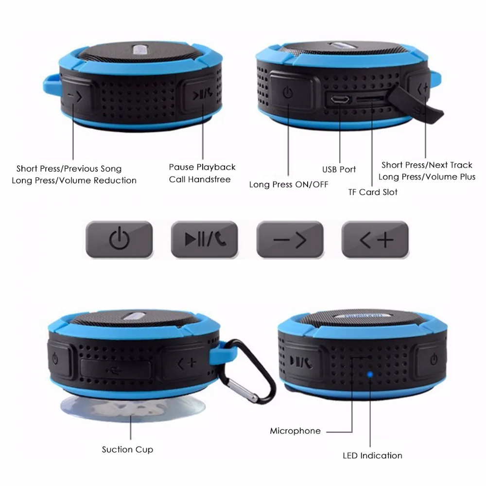 Портативный уличный Bluetooth динамик спортивный водонепроницаемый беспроводной