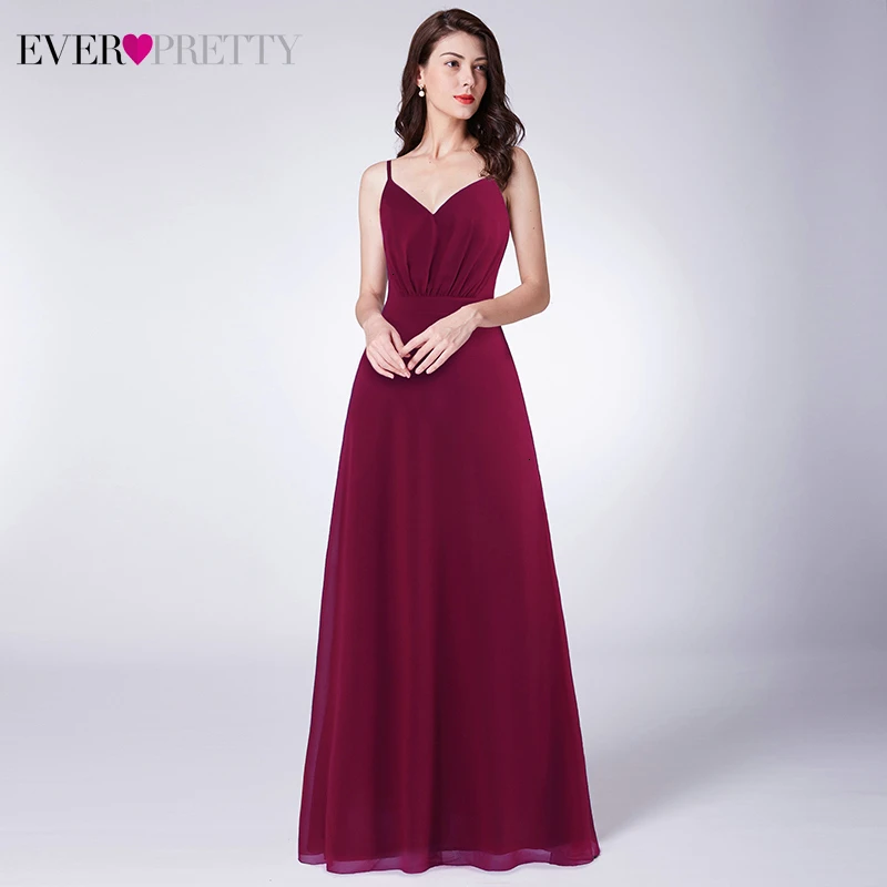 Ever Pretty Выпускные платья Burgundy трапециевидной формы с двойным v-образным вырезом безрукавный с Боковым Разрезом элегантные вечерние платья Laurea Robe Adolescente