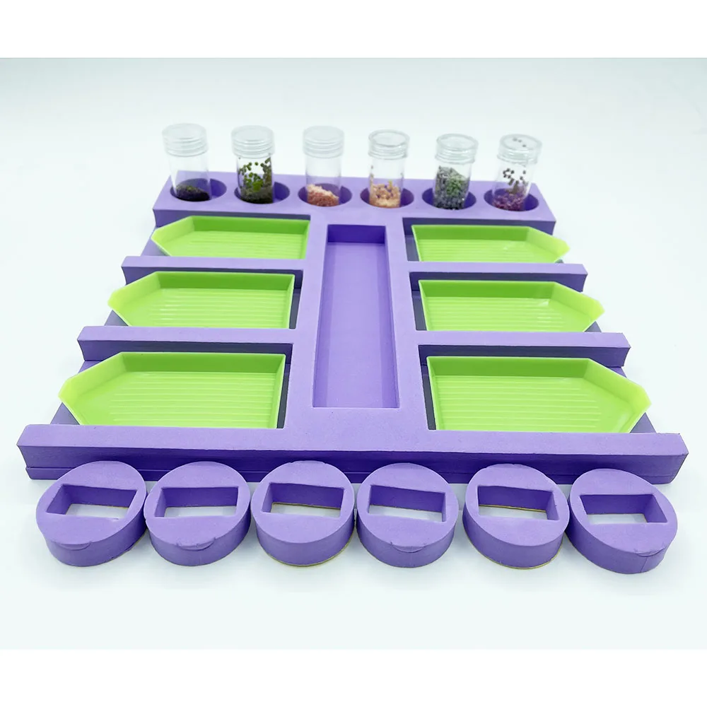 Набор для алмазной живописи сделай сам поднос из фиолетовой пены с 6 точками