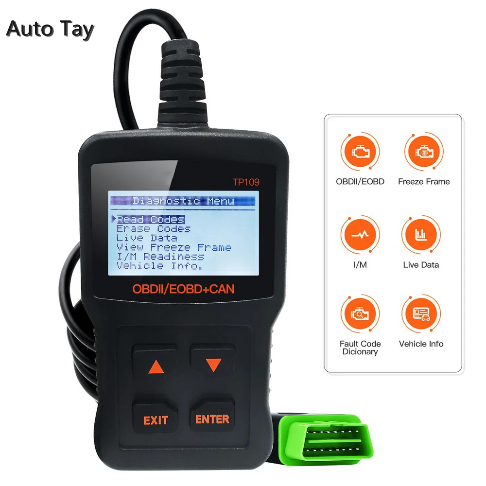 

TP109 OBD2 Scanner OBDII Engine Code Reader Clear Fault Code Car Diagnostic Tool Multilingual DTC Query Engine Scanner