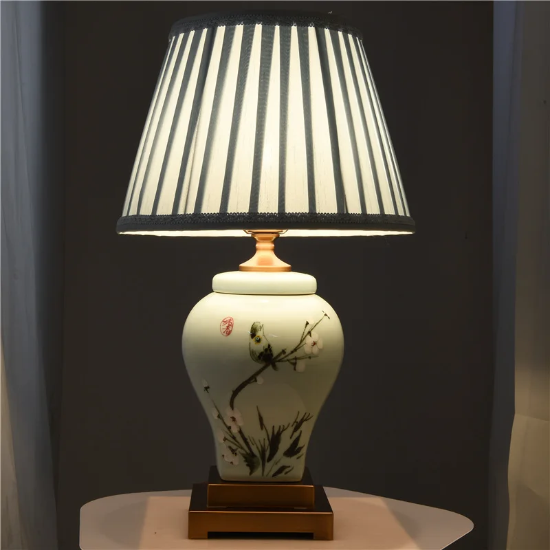 OUFULA Керамические настольные лампы светильники роскошная современная ткань для
