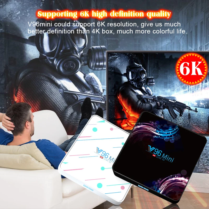 ТВ приставка V96 на Android 9 0 четырехъядерный Allwinner H6 4 ГБ 64 128 6K H.265 Wi Fi Netflix