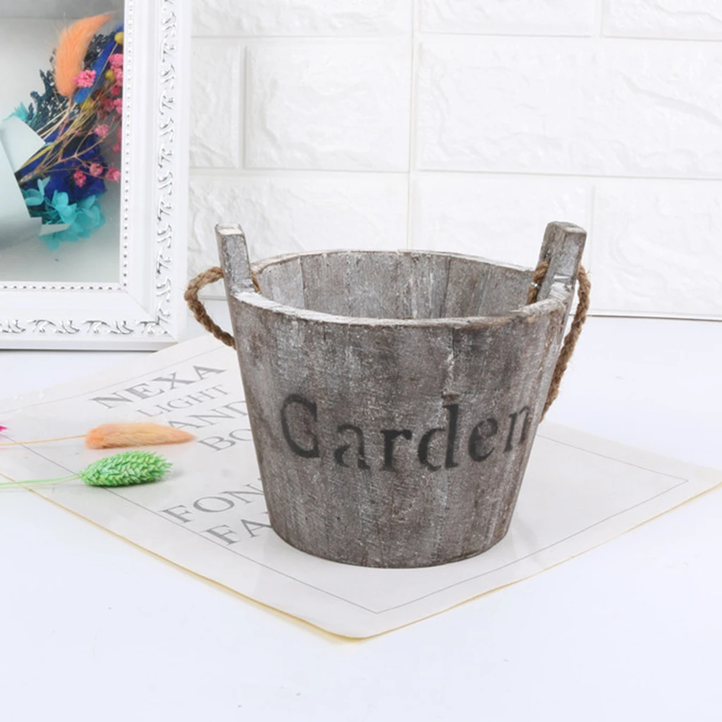 Винтажные деревянные бочки горшки для плантатора садовые садовое патио