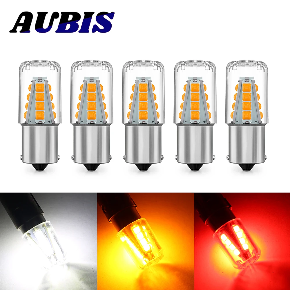

1157 Bay15d 3030-16SMD Glass Housing Car Turn Signal P21W Auto LED Filament Canbus S25 1156 Ba15s Reversing light 12V Drl White