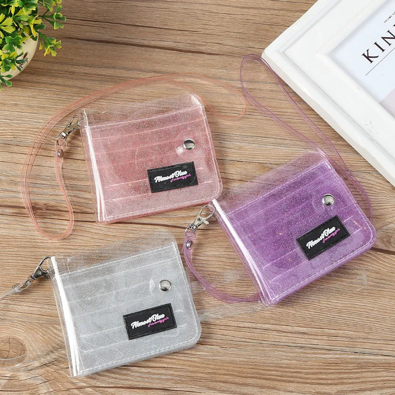 

Laser PVC Card Transparent Coin Purse Women Wallet Clear Short Purse Mini Money Wallet Card Holder Bolsas Female Zipper Wallets