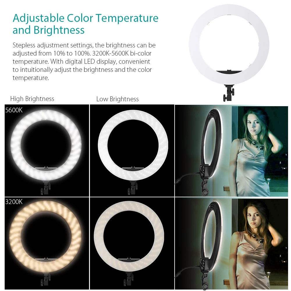 

GVM HD-18S Photo Studio Ring Light Photographiy Lighting 252pcs SMD LED Video Light Ringlight Photo Camera Light 3200K-5600K