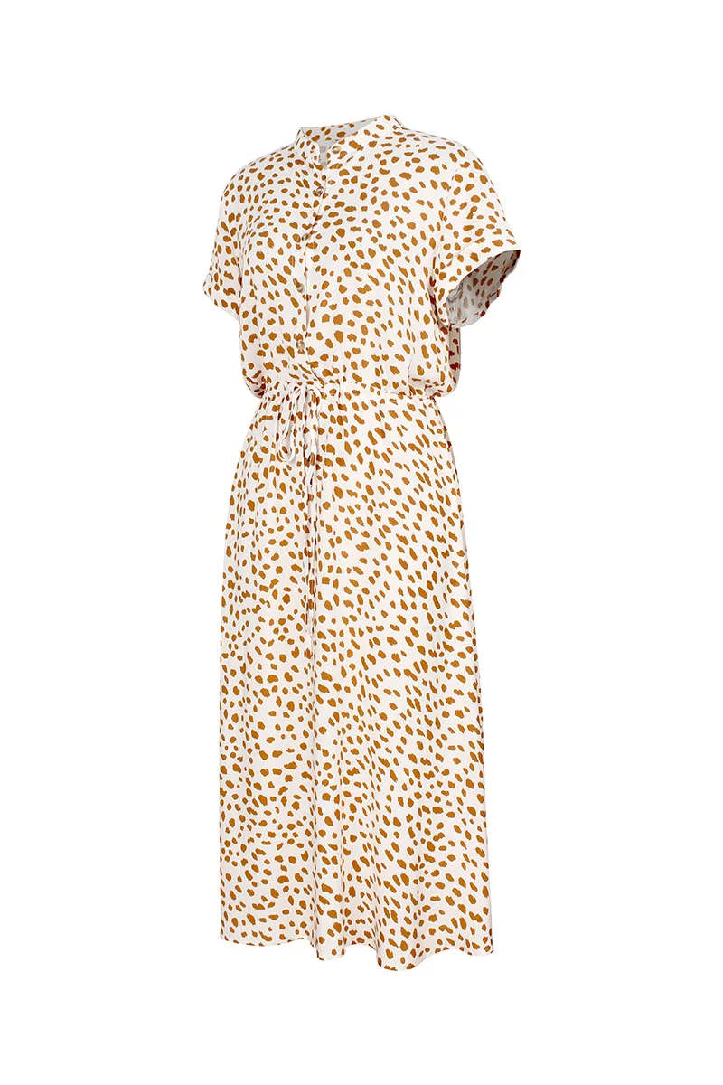 Женское богемное платье в горошек летнее праздничное ТРАПЕЦИЕВИДНОЕ ПЛАТЬЕ